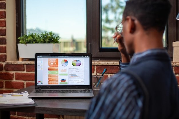 Marketer reviewing website analytics